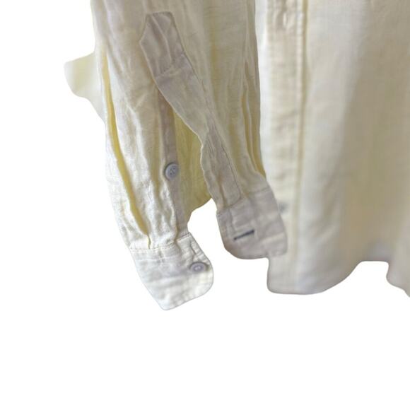 Mango 100% Linen Button Down Shirt, Butter Yellow, Casual, Weekend, Resort, XL - Picture 8 of 11